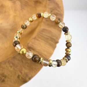 Bracelet confiance en soi en perles de 6mm. Citrine et oeil de tigre