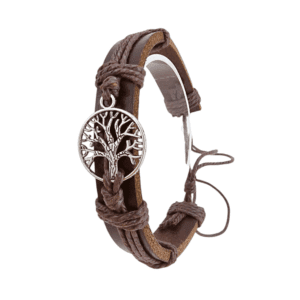 Bracelet cuir marron arbre de vie(1)