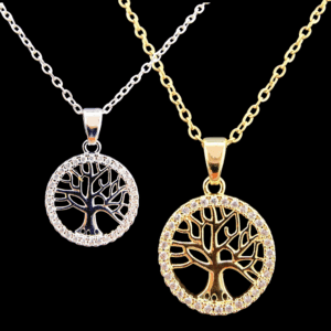 Pendentif arbre de vie acier inox zircon