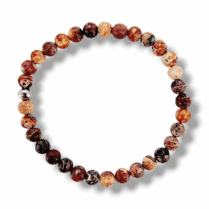 BRACELET 6MM PERLES UNIQUES JASPE LEOPARD