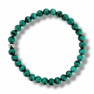 BRACELET 6MM PERLES UNIQUES MALACHITE CLAIRE