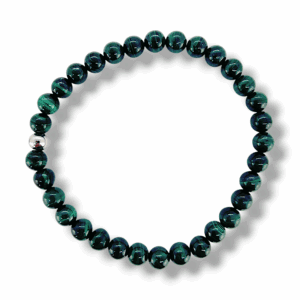 BRACELET 6MM PERLES UNIQUES MALACHITE FONCEE