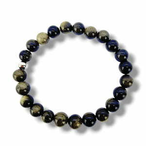 BRACELET PERLES UNIQUE OBSIDIENNE DOREE