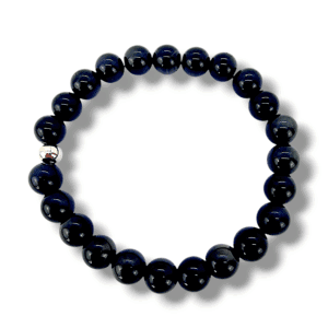 BRACELET PERLES UNIQUE OBSIDIENNE OEIL CELESTE