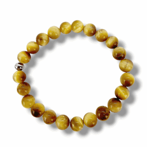 BRACELET PERLES UNIQUE OEIL DE TIGRE DORE