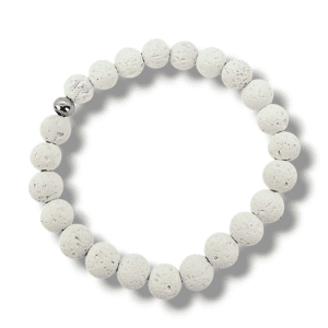 BRACELET PERLES UNIQUE PIERRE DE LAVE BLANCHE TEINTEE
