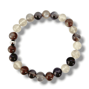 BRACELET PERLES UNIQUE PIERRE DE LUNE GRISE_NOIRE