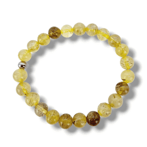 BRACELET PERLES UNIQUE QUARTZ RUTILE